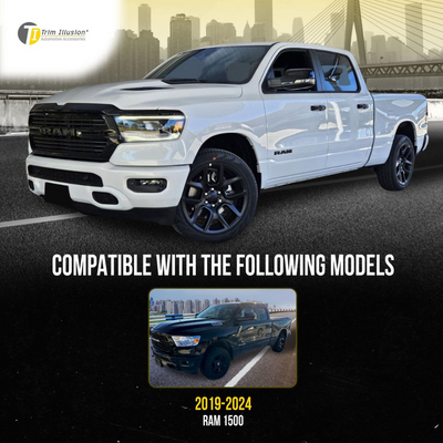 2019-2024 Ram 1500 4 PCS Gloss Black Tape-on Patented Grille Overlay