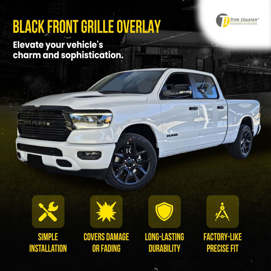 2019-2024 Ram 1500 4 PCS Gloss Black Tape-on Patented Grille Overlay