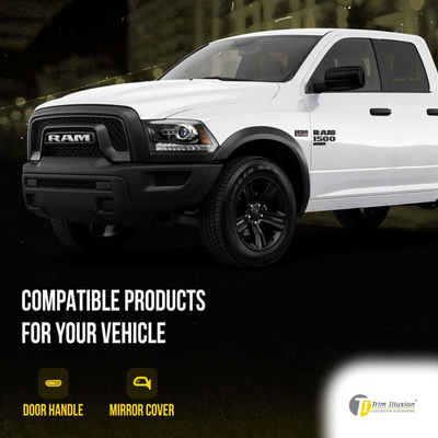 2019-2024 Ram 1500 (Not for Classic) 2 PCS No Turn Signal Top Gloss Black Tape-on Mirror Cover