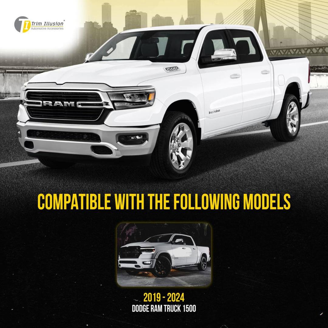 2019-2024 Ram 1500 (Not for Classic) 2 PCS With Turn Signal Top Chrome Tape-on Mirror Cover