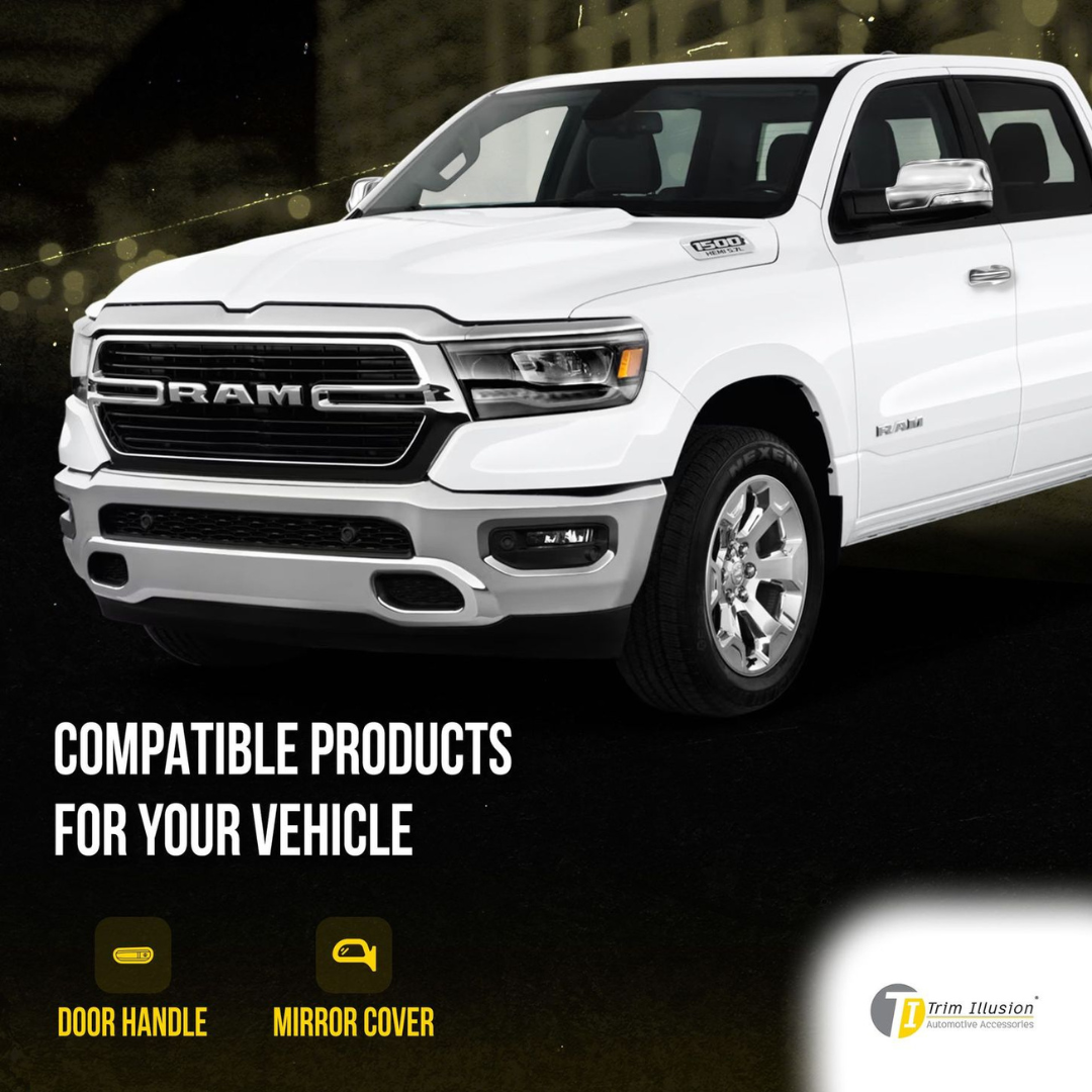 2019-2024 Ram 1500 (Not for Classic) 2 PCS With Turn Signal Top Chrome Tape-on Mirror Cover