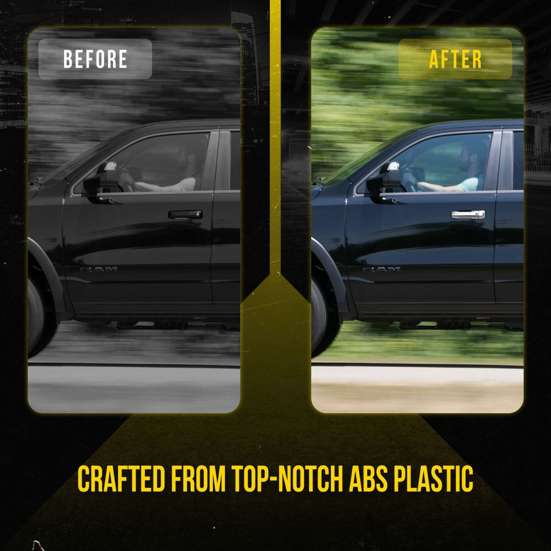 2019-2024 Ram 1500 (Not for Classic) W/ or W/O Smart Key 10 PCS Chrome Snap-on W/Tape Patented Door Handle Cover