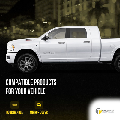 2019-2024 Ram 1500 (Not for Classic) W/ or W/O Smart Key 10 PCS Chrome Snap-on W/Tape Patented Door Handle Cover