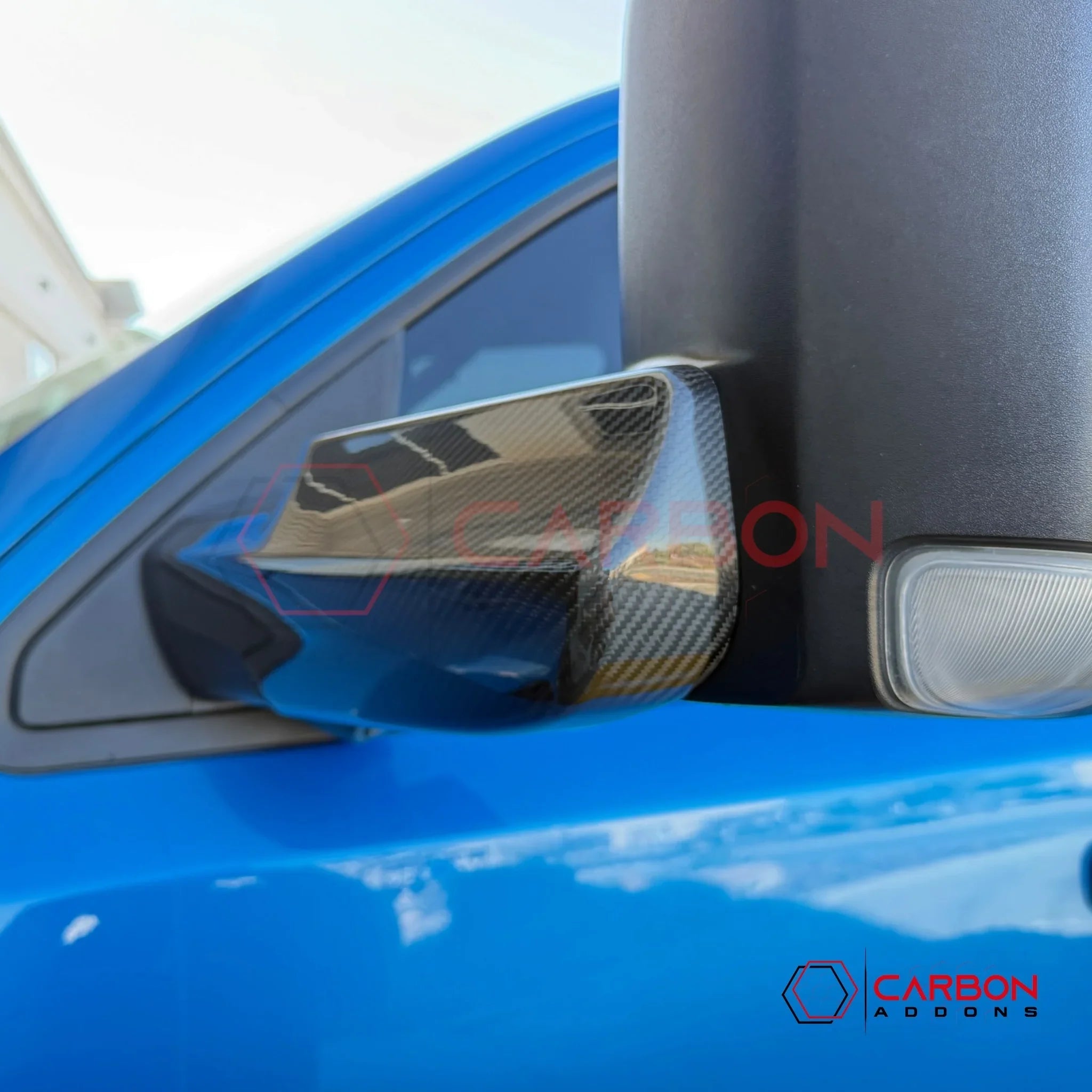 2019+ RAM 1500 / TRX / RHO Tow Mirror Base Real Carbon Fiber Covers