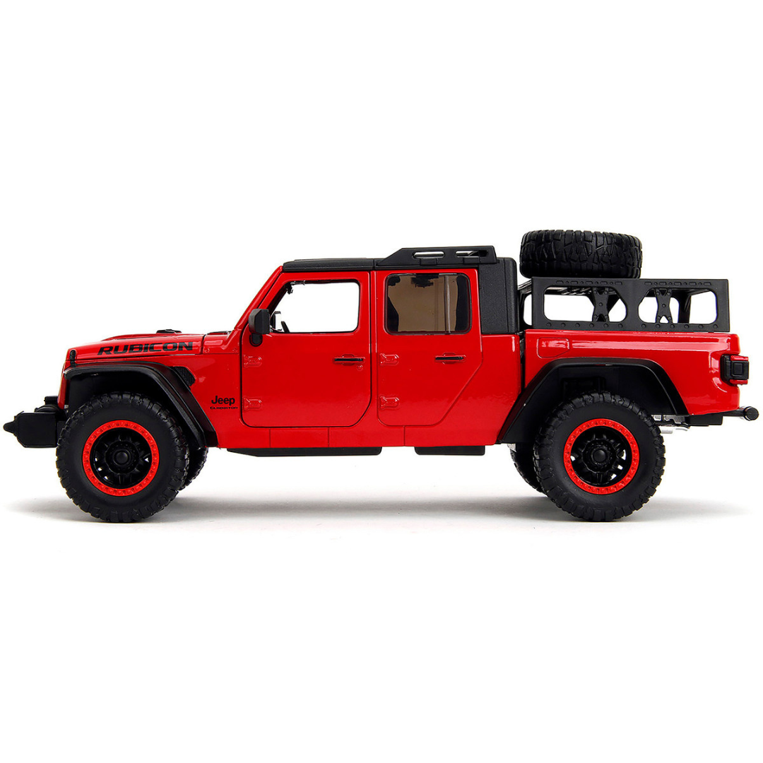2020 Jeep Gladiator Rubicon Pickup Truck Red with Black Top and Extra Wheels "Just Trucks" Series 1/24 Diecast Model Car