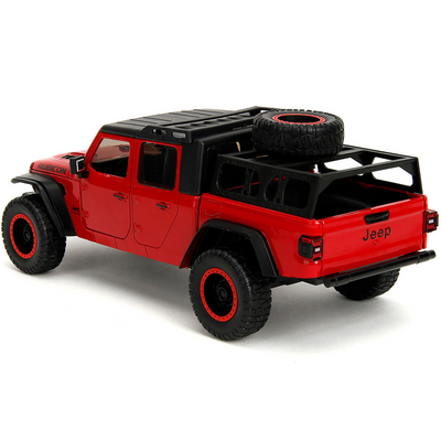 2020 Jeep Gladiator Rubicon Pickup Truck Red with Black Top and Extra Wheels "Just Trucks" Series 1/24 Diecast Model Car