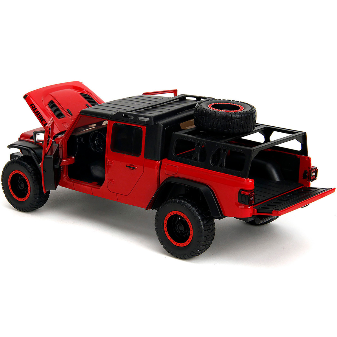2020 Jeep Gladiator Rubicon Pickup Truck Red with Black Top and Extra Wheels "Just Trucks" Series 1/24 Diecast Model Car