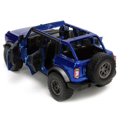 2021 Ford Bronco Open-Top Candy Blue Metallic with Extra Wheels "Just Trucks" Series 1/24 Diecast Model Car