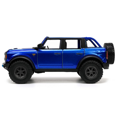 2021 Ford Bronco Open-Top Candy Blue Metallic with Extra Wheels "Just Trucks" Series 1/24 Diecast Model Car