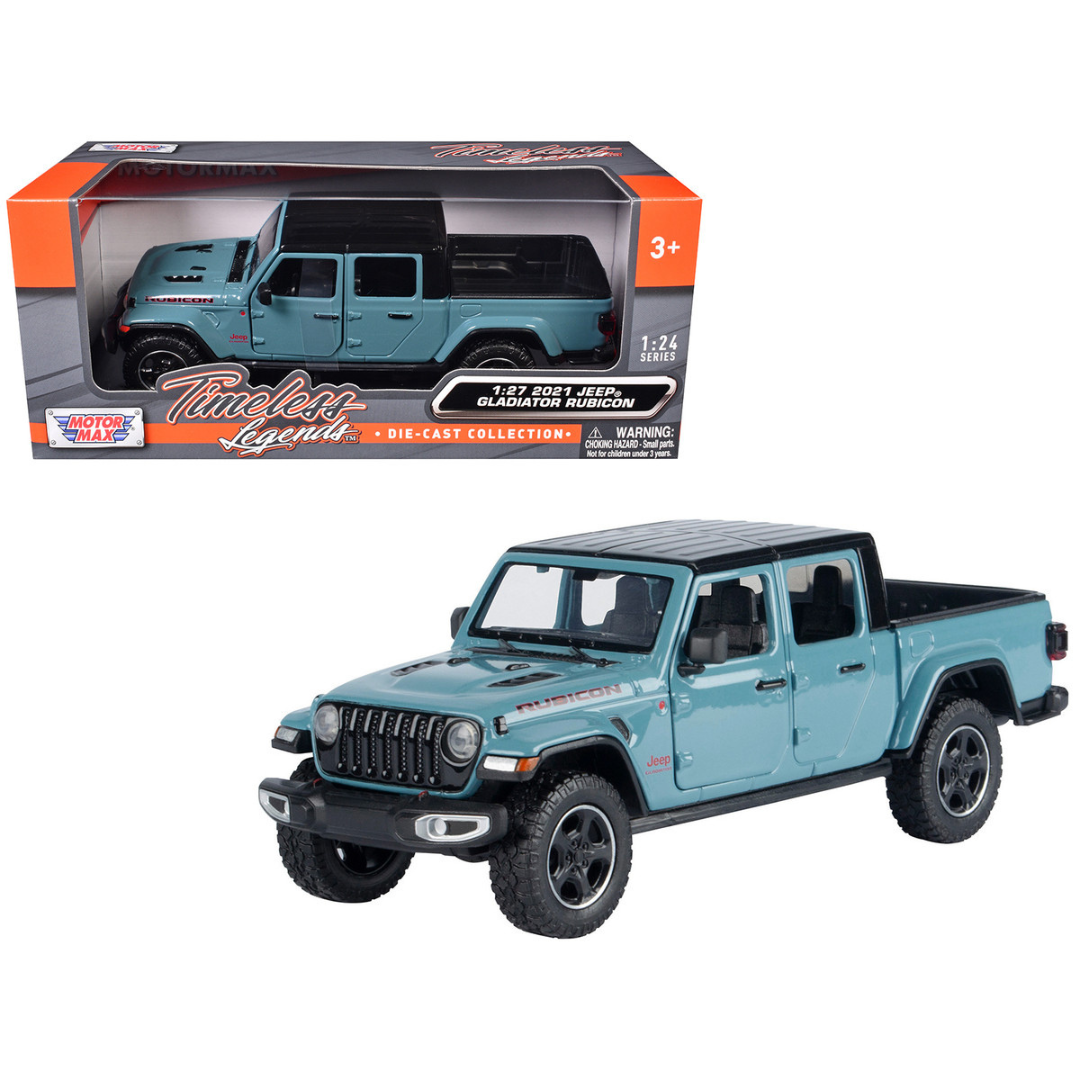 2021 Jeep Gladiator Rubicon (Closed Top) Pickup Truck Blue with Black Top 1/27 Diecast Model Car