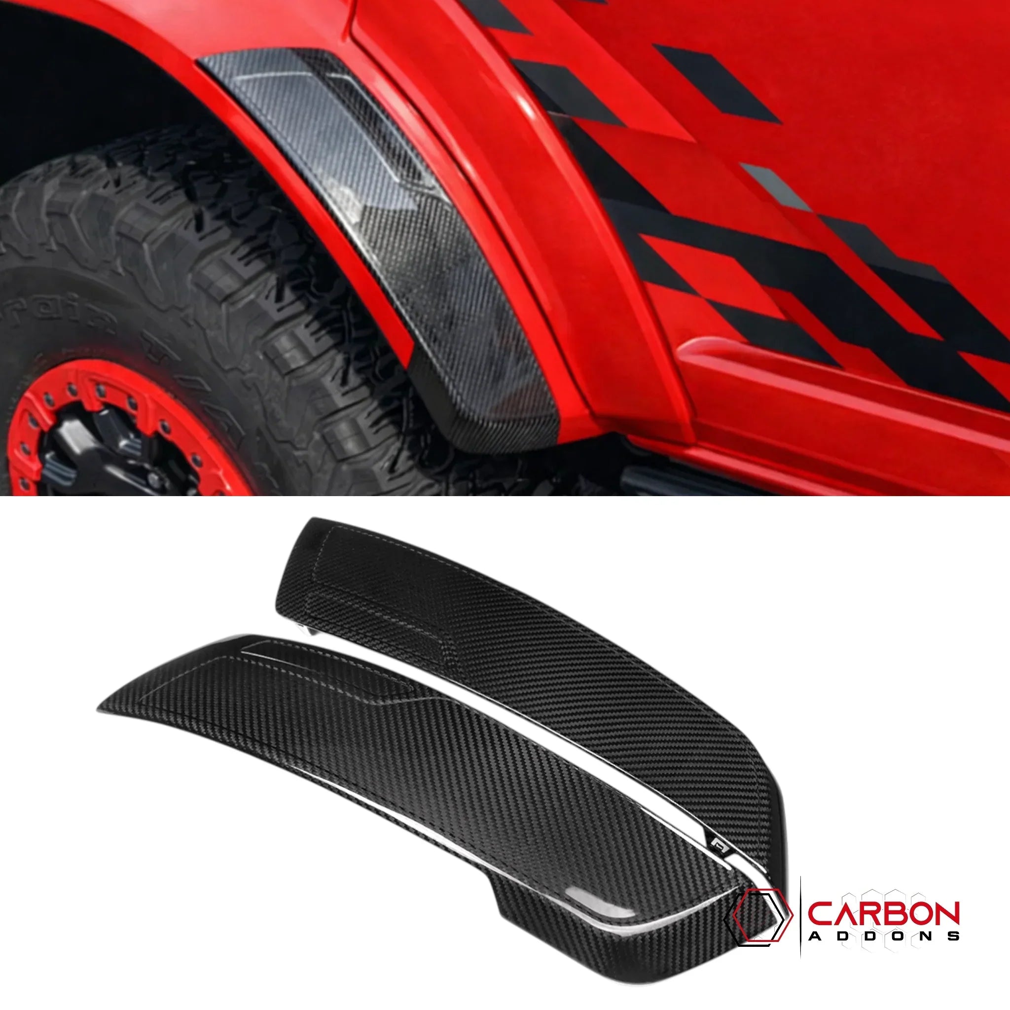 Real Carbon Fiber Rear Wheel Fender Flare Trim Insert For 2021–2024 Ford Bronco Raptor