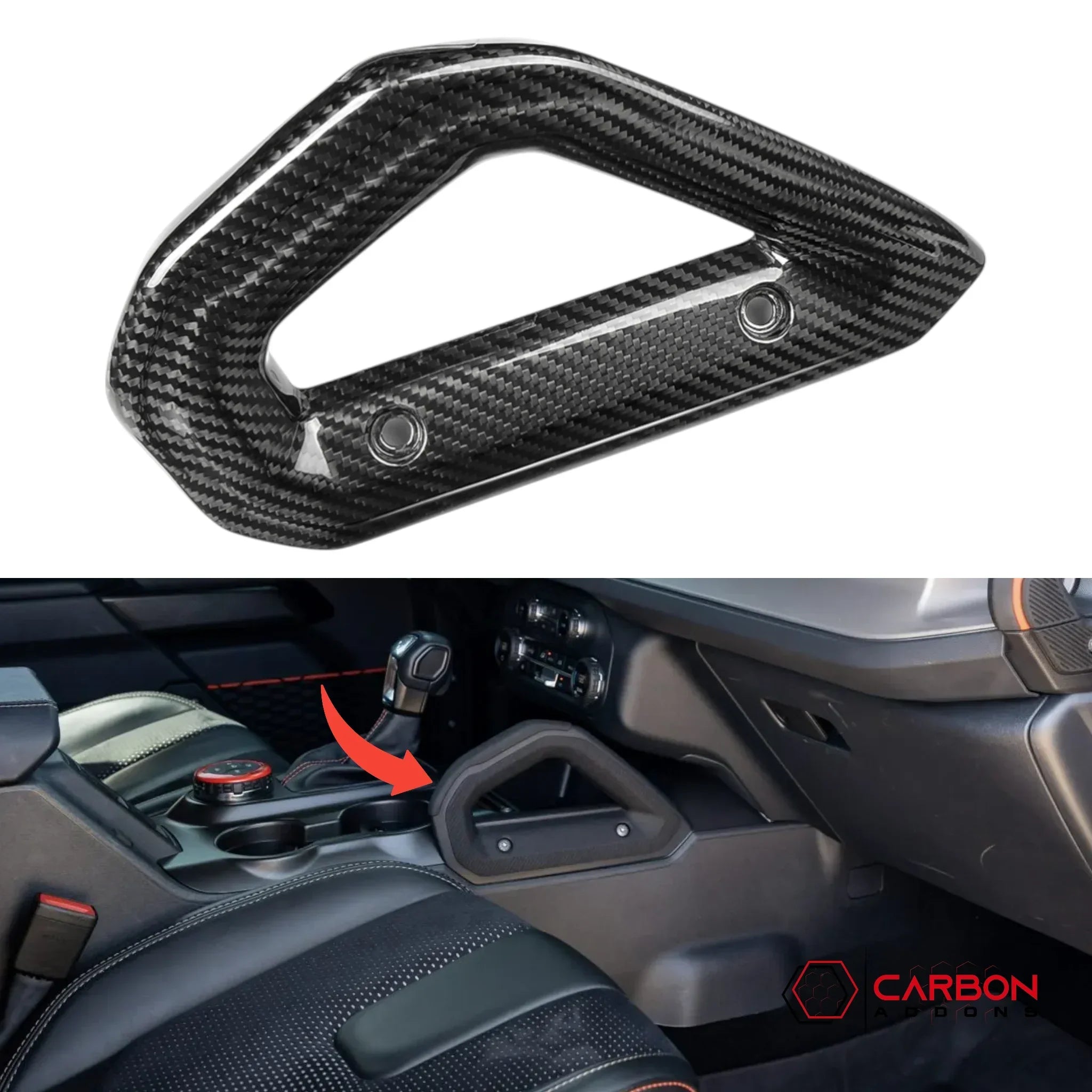 Real Carbon Fiber Center Console Grab Handle Trim For 2021–2025 Ford Bronco | Direct Replacement