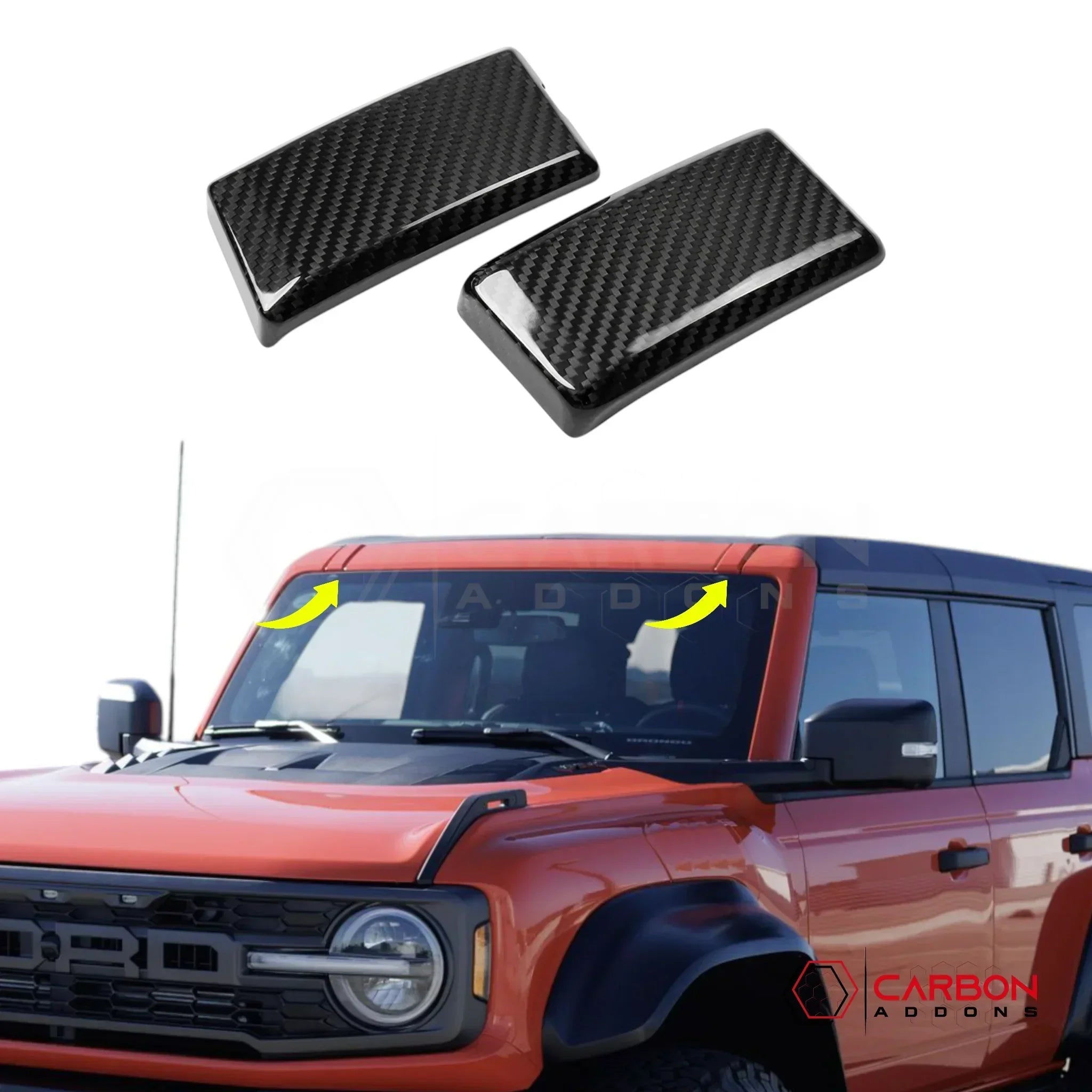 Real Carbon Fiber Front Roof Rack Mount Cover Trim Covers For 2021+ Bronco