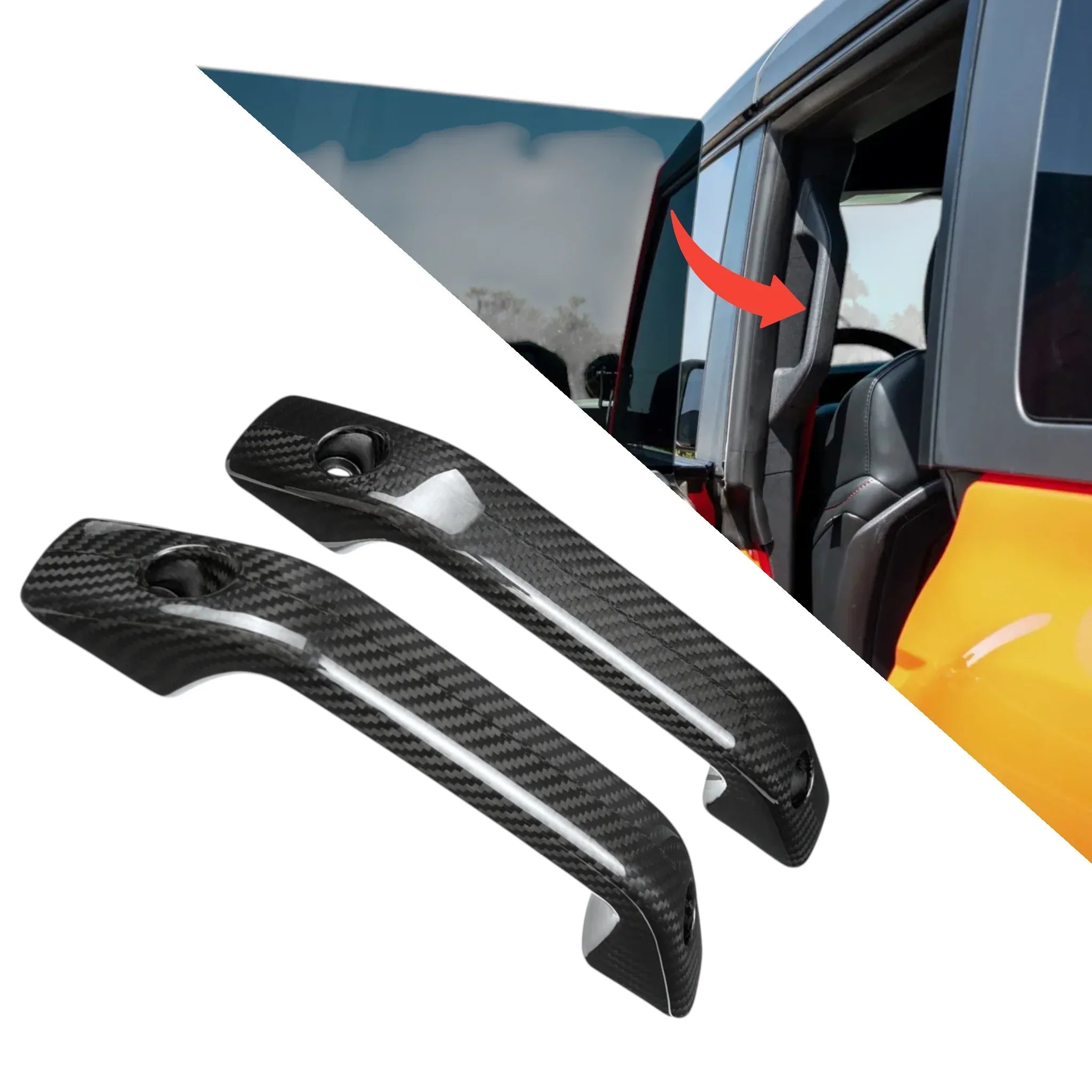 Real Carbon Fiber Pillar Grab Handles For 2021+ Bronco | Direct Replacement