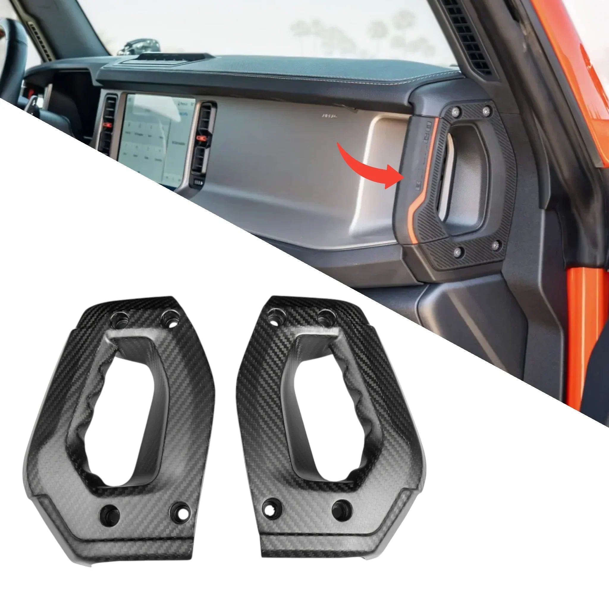 Real Carbon Fiber Side Dashboard Grab Handles For 2021+ Bronco | Direct Replacement