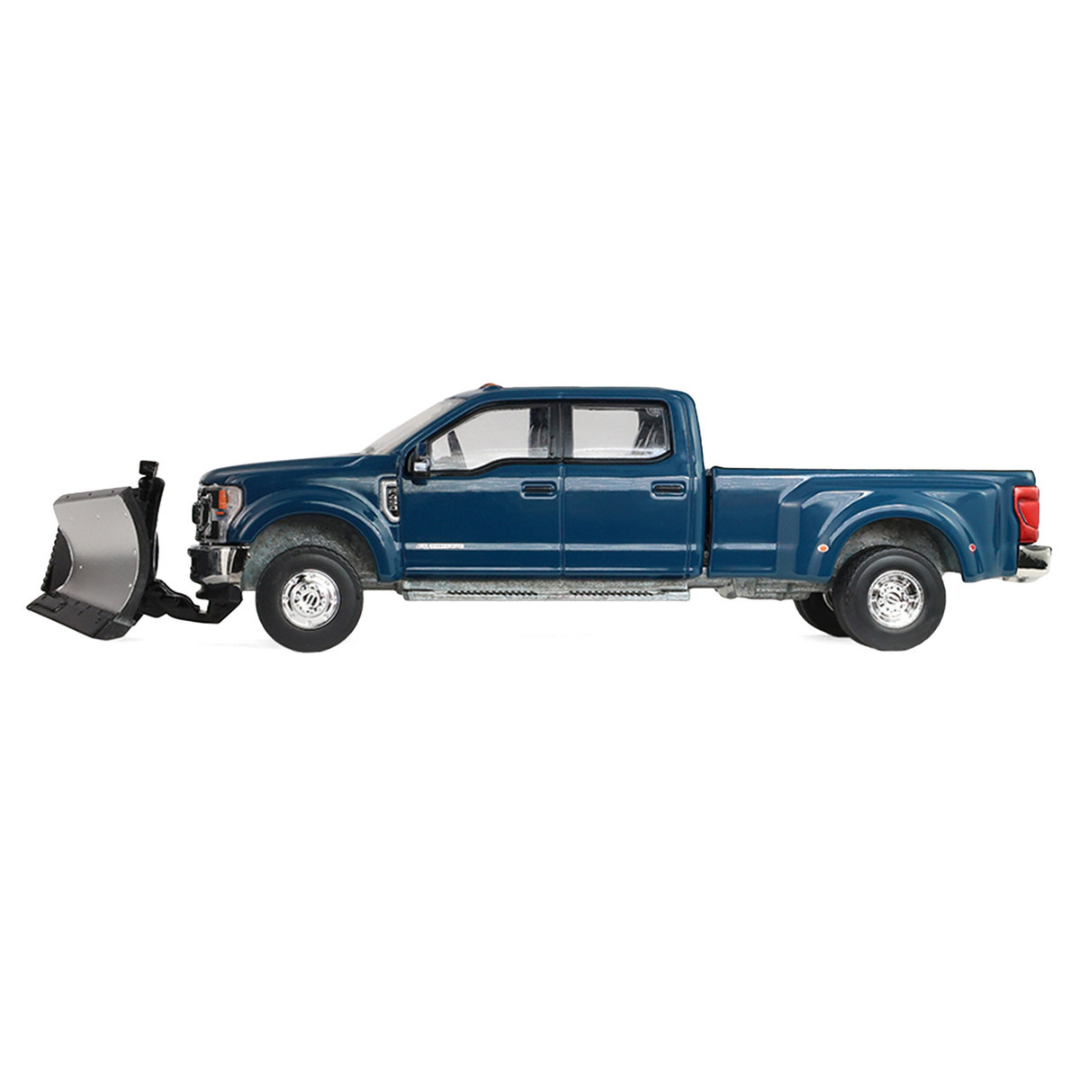 2022 Ford F-450 Dually Pickup Truck with Snow Plow Antimatter Blue Metallic "Dually Drivers" Series 17 1/64 Diecast Model Car