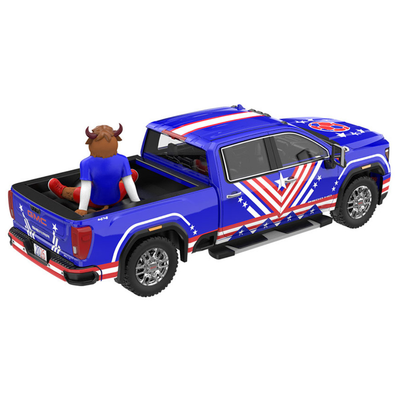 2022 GMC Sierra 3500 HD Pickup Truck Blue with American Soccer Graphics with Bison Figure "International Soccer Celebration '26" Series 1/64 Diecast Model Car