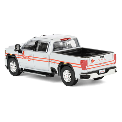 2022 GMC Sierra 3500 HD Pickup Truck "Indiana Cardinals" Silver Metallic with Red Stripes and Cardinal Figure "2025 Greenlight Waltersons Collector's Expo Exclusive" 1/64 Diecast Model Car