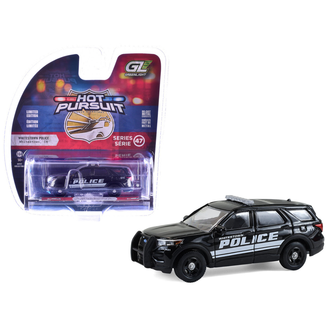 2023 Ford Police Interceptor Utility "Whitestown Police Dept. Whitestown IN" Black "Hot Pursuit" Series 47 1/64 Diecast Model Car