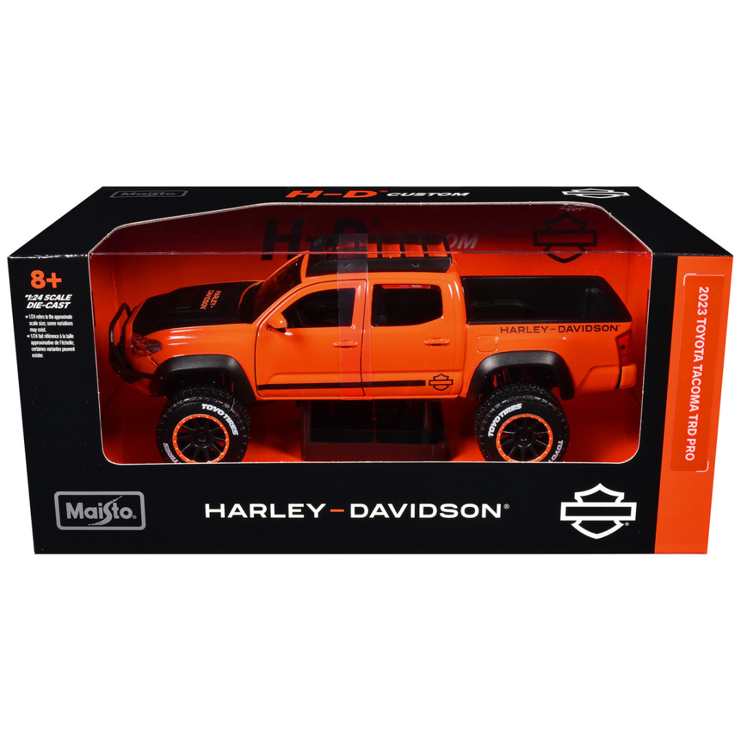2023 Toyota Tacoma TRD Pro Pickup Truck "Harley Davidson" Orange and Black with Roof Rack "H-D Custom" Series 1/24 Diecast Model Car