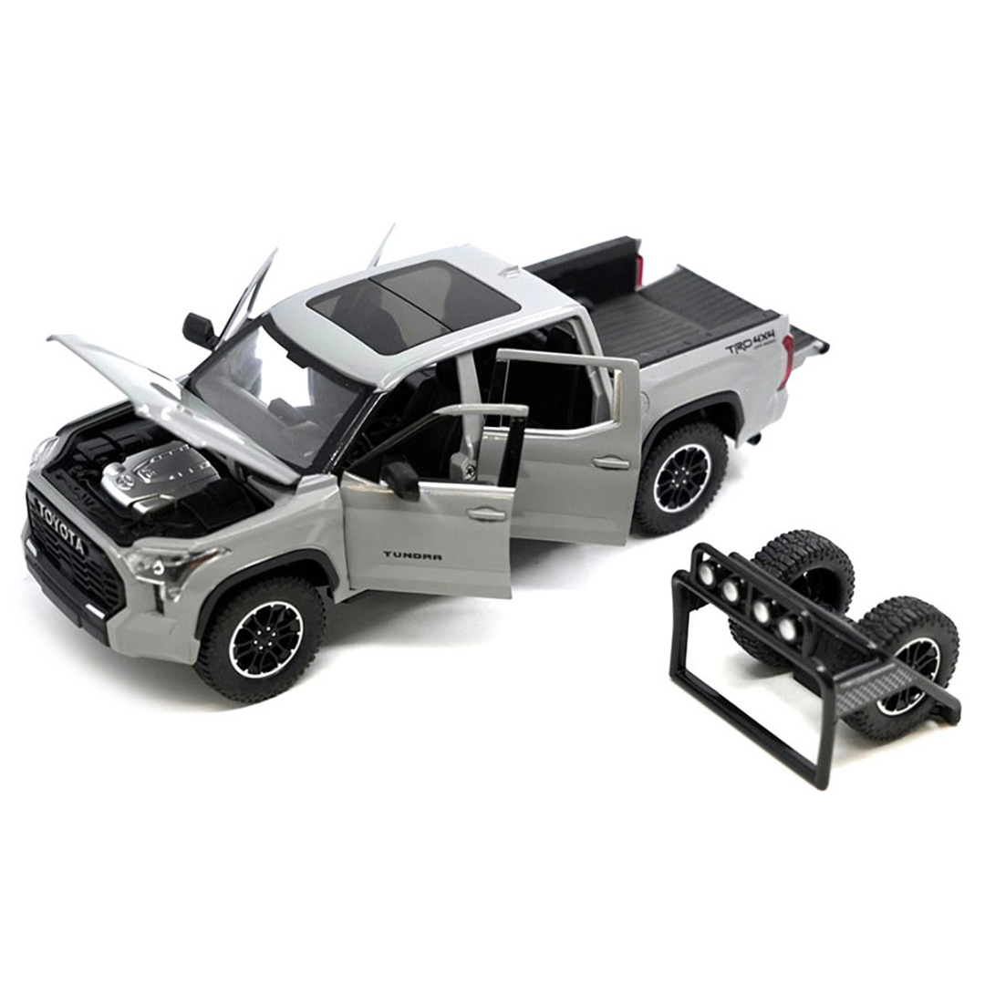 2023 Toyota Tundra TRD 4x4 Pickup Truck Cement Gray with Sunroof and Wheel Rack 1/24 Diecast Model Car
