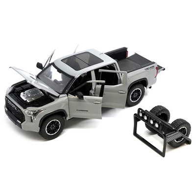 2023 Toyota Tundra TRD 4x4 Pickup Truck Cement Gray with Sunroof and Wheel Rack 1/24 Diecast Model Car