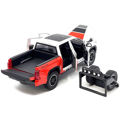 2023 Toyota Tundra TRD 4x4 Pickup Truck White and Red with Black and Gray Stripes with Sunroof and Wheel Rack Limited Edition to 2400 pieces Worldwide 1/24 Diecast