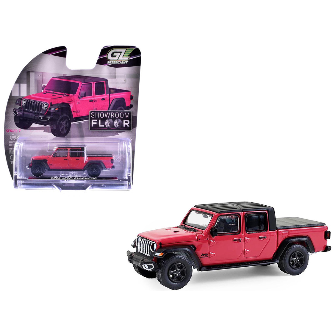 2024 Jeep Gladiator Pickup Truck Tuscadero Pink with Black Top "Showroom Floor" Series 7 1/64 Diecast Model Car