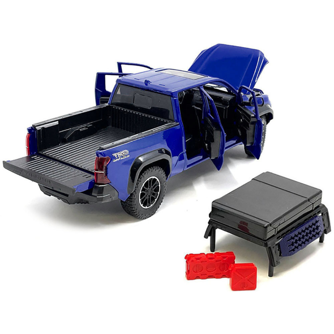 2024 Toyota Tacoma TRD Off-Road Edition Pickup Truck Blue Metallic with Bed Camper 1/24 Diecast
