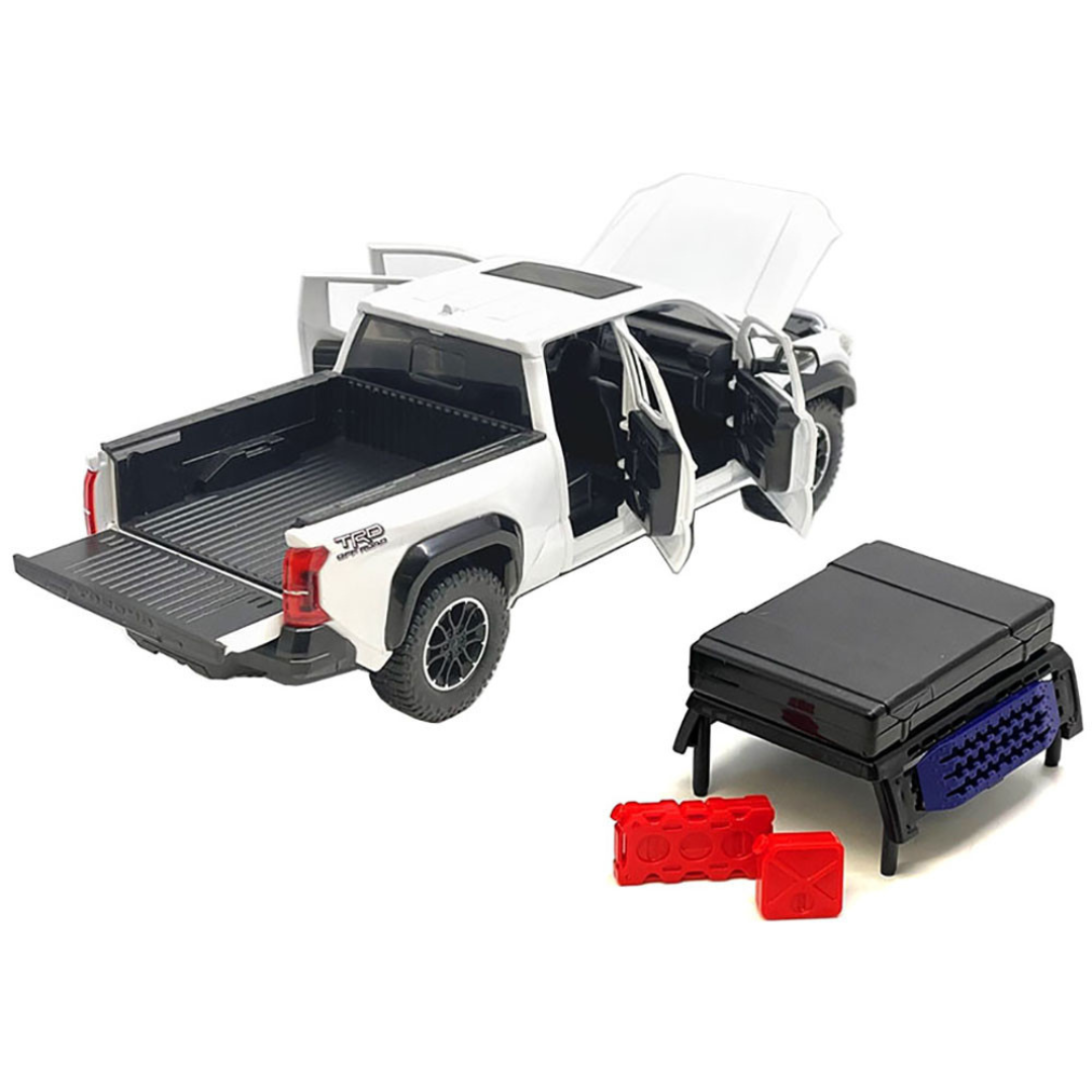 2024 Toyota Tacoma TRD Off-Road Edition Pickup Truck White Metallic with Bed Camper 1/24 Diecast Model Car