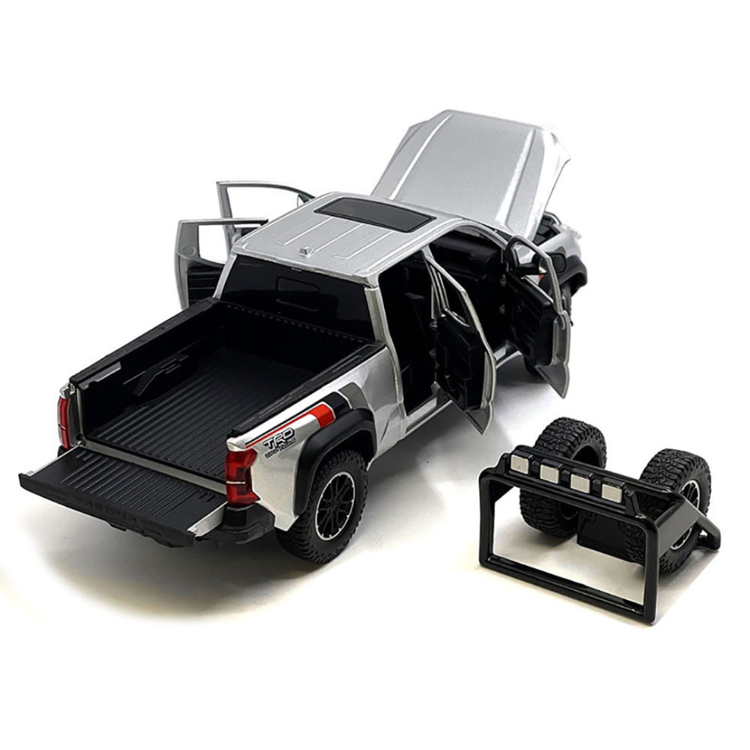 2024 Toyota Tundra TRD Off Road Edition Pickup Truck Silver Metallic with TRD Stripes with Sunroof and Wheel Rack Limited Edition to 2400 pieces Worldwide 1/24 Diecast Model Car
