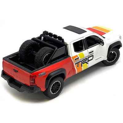 2024 Toyota Tundra TRD Off Road Edition Pickup Truck White and Red with TRD Stripes with Sunroof and Wheel Rack Limited Edition to 2400 pieces Worldwide 1/24 Diecast Model Car
