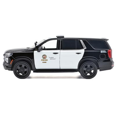 2025 Chevrolet Tahoe Police Pursuit Vehicle "Los Angeles Police Department (LAPD)" Black and White "Law Enforcement and Public Service" Series 1/24 Diecast Model Car