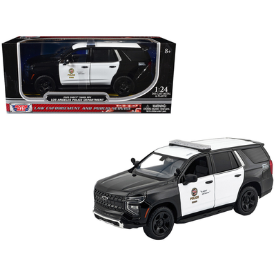 2025 Chevrolet Tahoe Police Pursuit Vehicle "Los Angeles Police Department (LAPD)" Black and White "Law Enforcement and Public Service" Series 1/24 Diecast Model Car