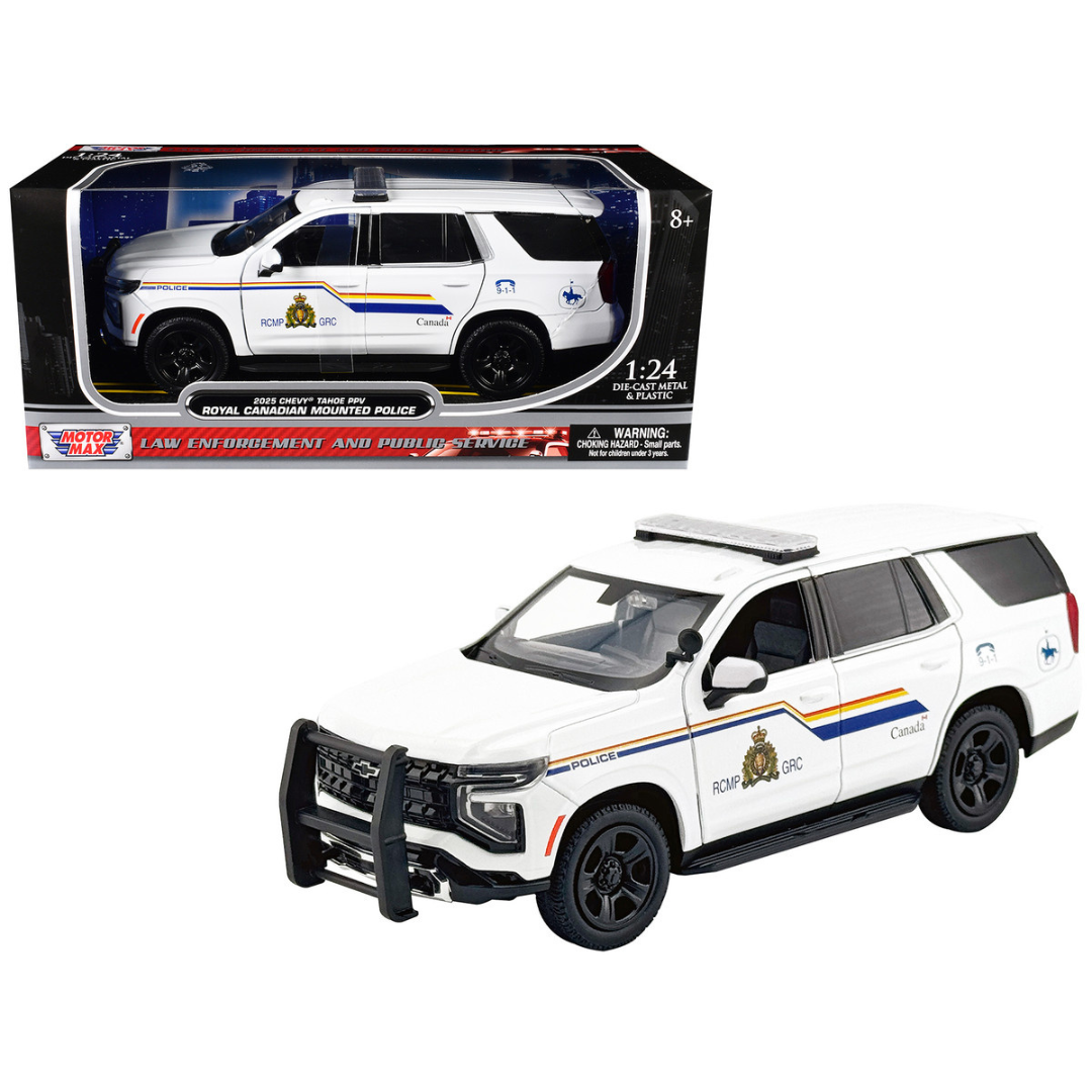 2025 Chevrolet Tahoe PPV with Light Bar "RCMP Royal Canadian Mounted Police" White "Law Enforcement and Public Service" Series 1/24 Diecast Model Car