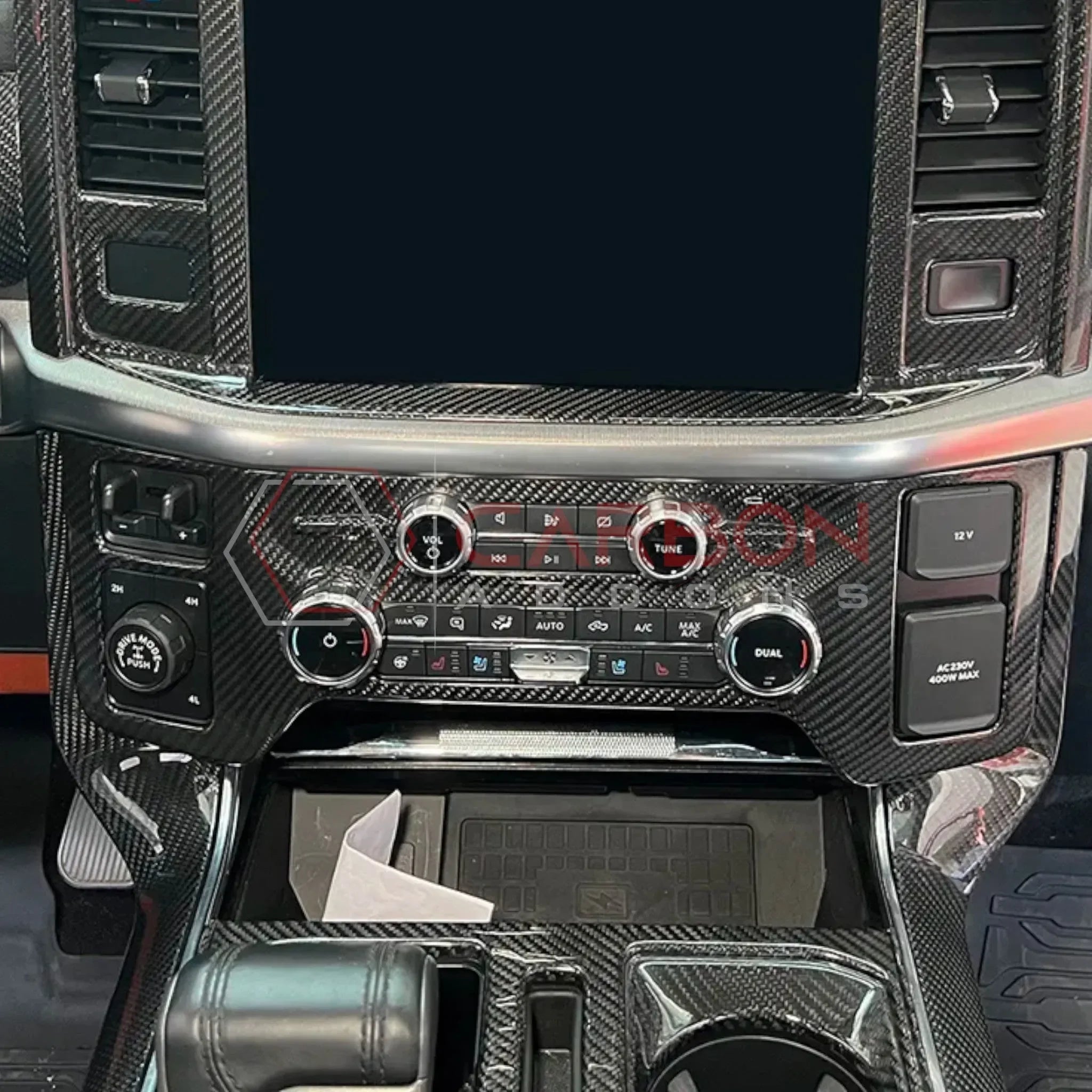 Real Carbon Fiber Climate Control Panel Trim Cover for 2021+ Ford F-150