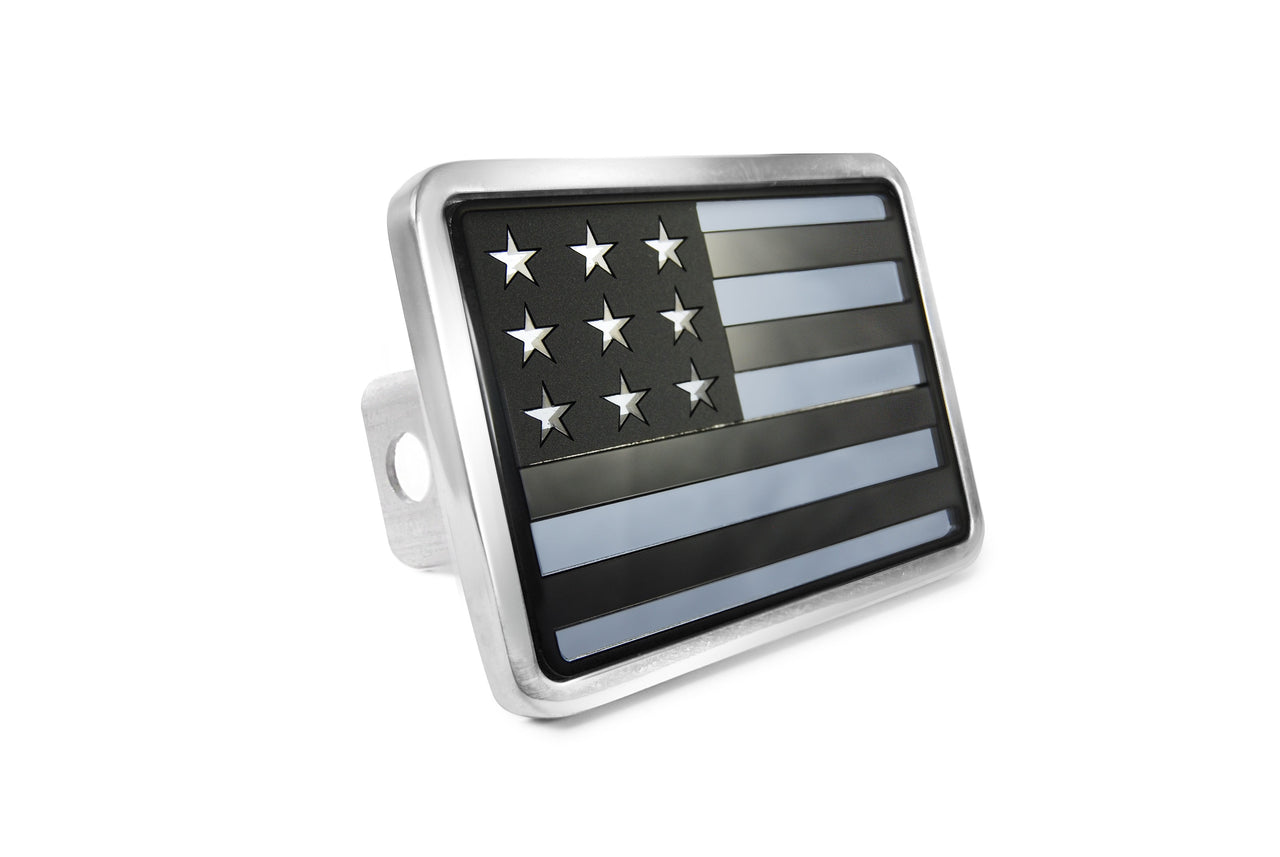 Blacked Out USA Flag Hitch Plug XL
