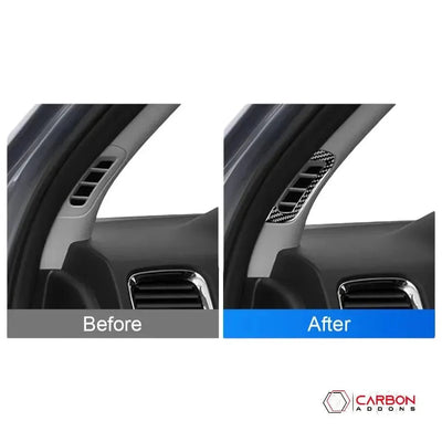 [2pcs] Real Carbon Fiber A-Pillar AC Vent Trim Overlay for 2011+ Dodge Durango