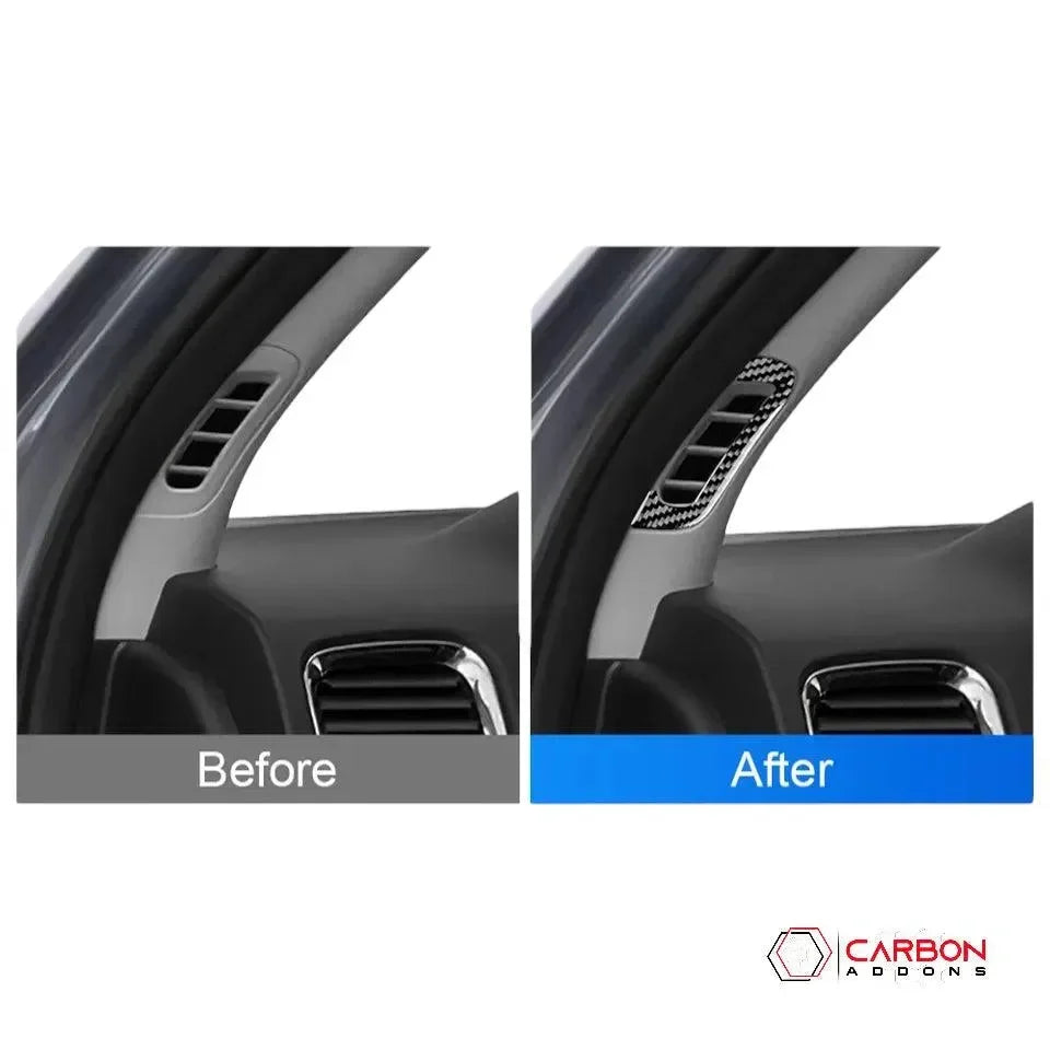 [2pcs] Real Carbon Fiber A-Pillar AC Vent Trim Overlay for 2011+ Dodge Durango