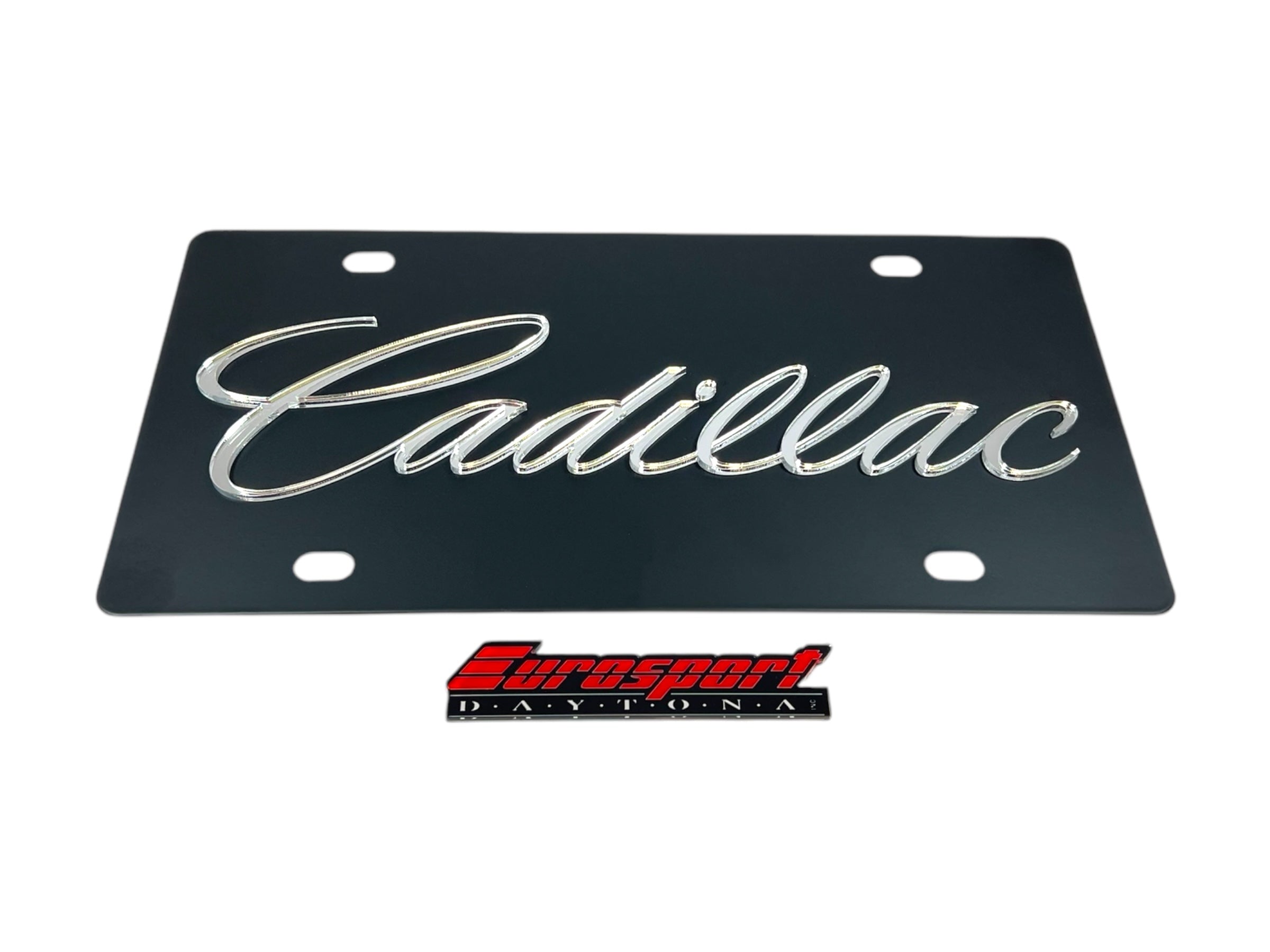 Cadillac Script Carbon Steel License Plate
