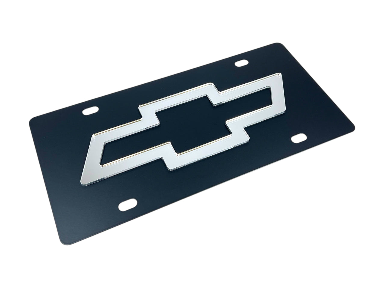 Chevrolet Mirror Bowtie Carbon Steel License Plate