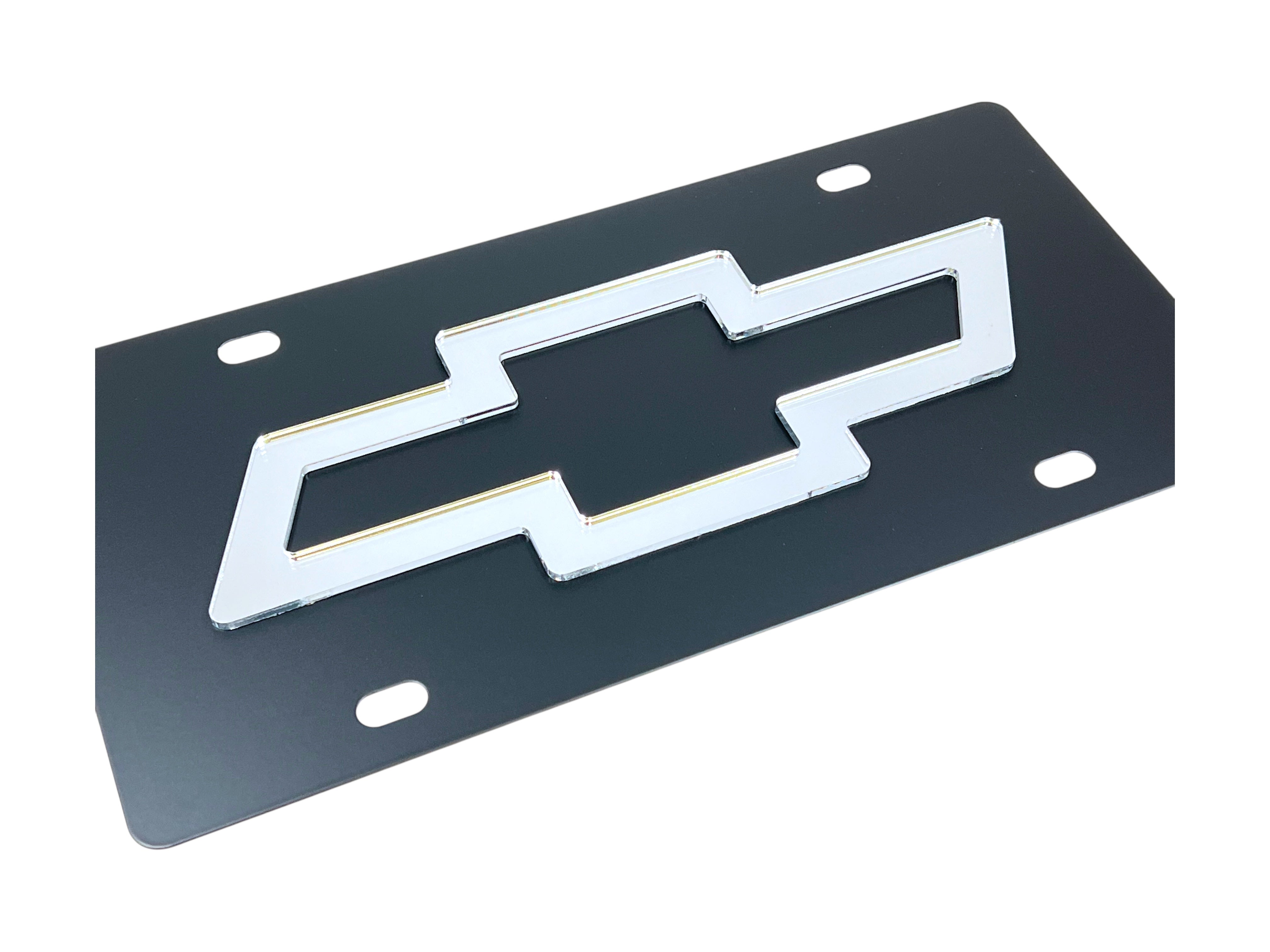 Chevrolet Mirror Bowtie Carbon Steel License Plate