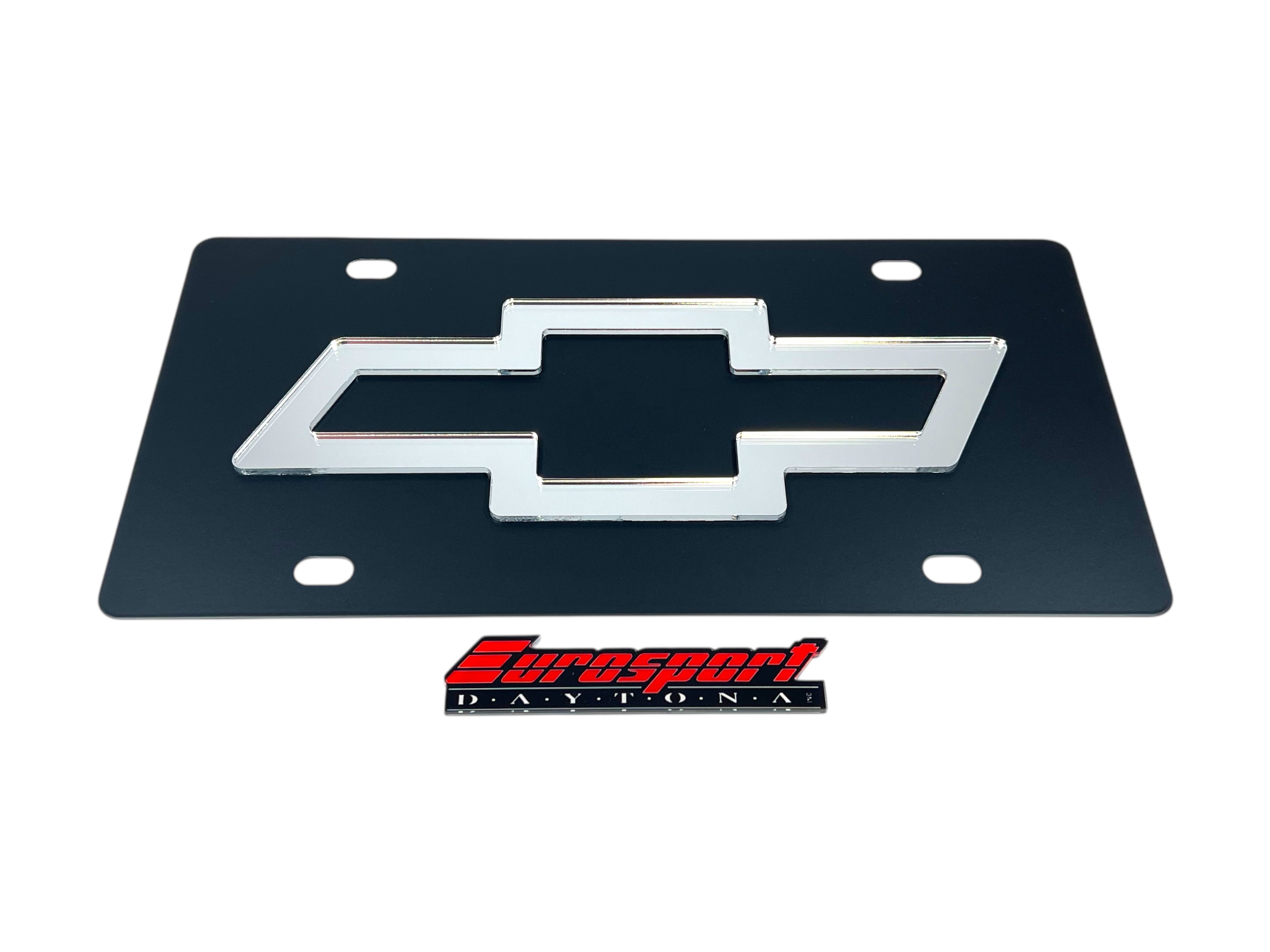 Chevrolet Mirror Bowtie Carbon Steel License Plate