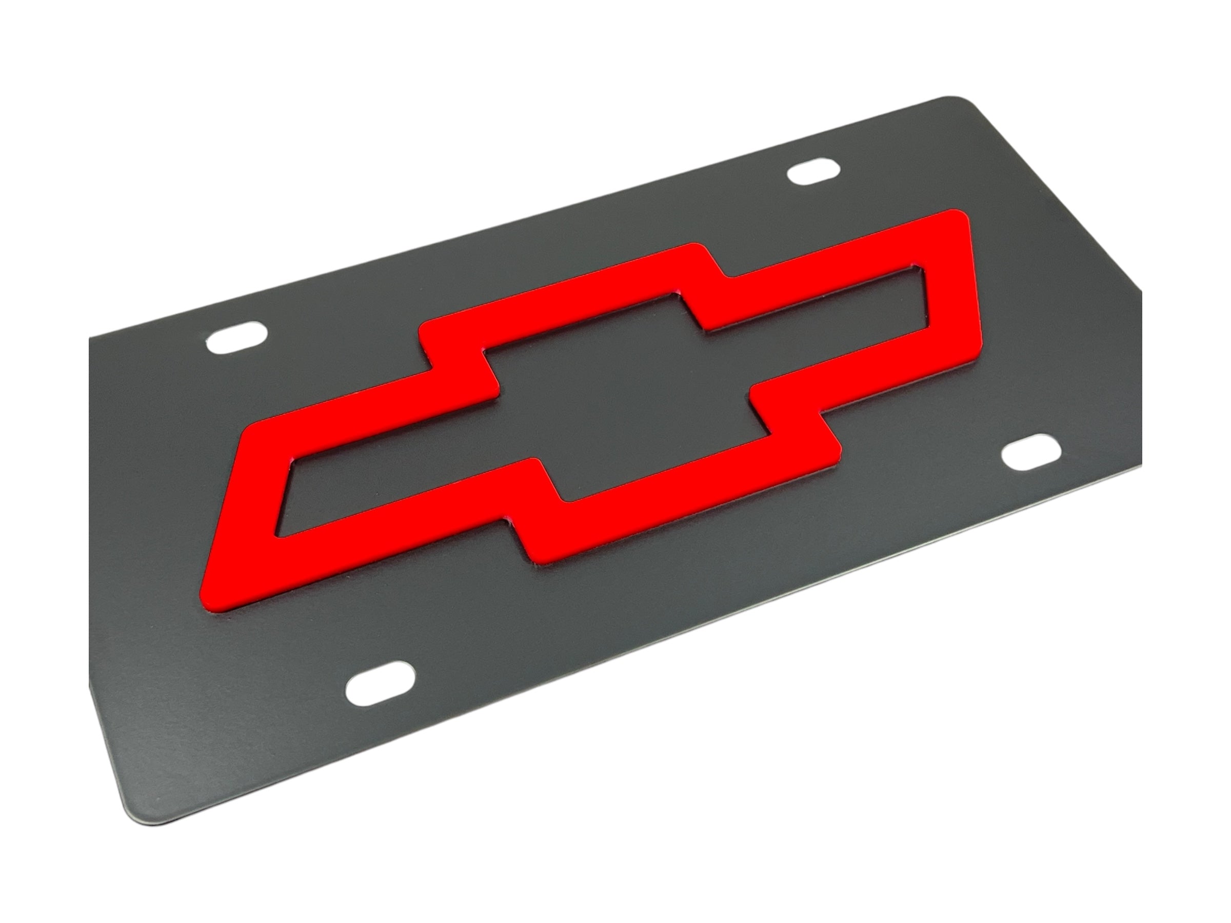Chevrolet Red Bowtie Carbon Steel License Plate