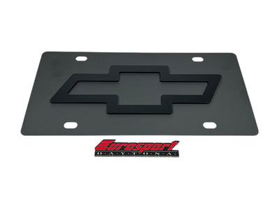 Chevrolet Bowtie Blacked Out Carbon Steel License Plate