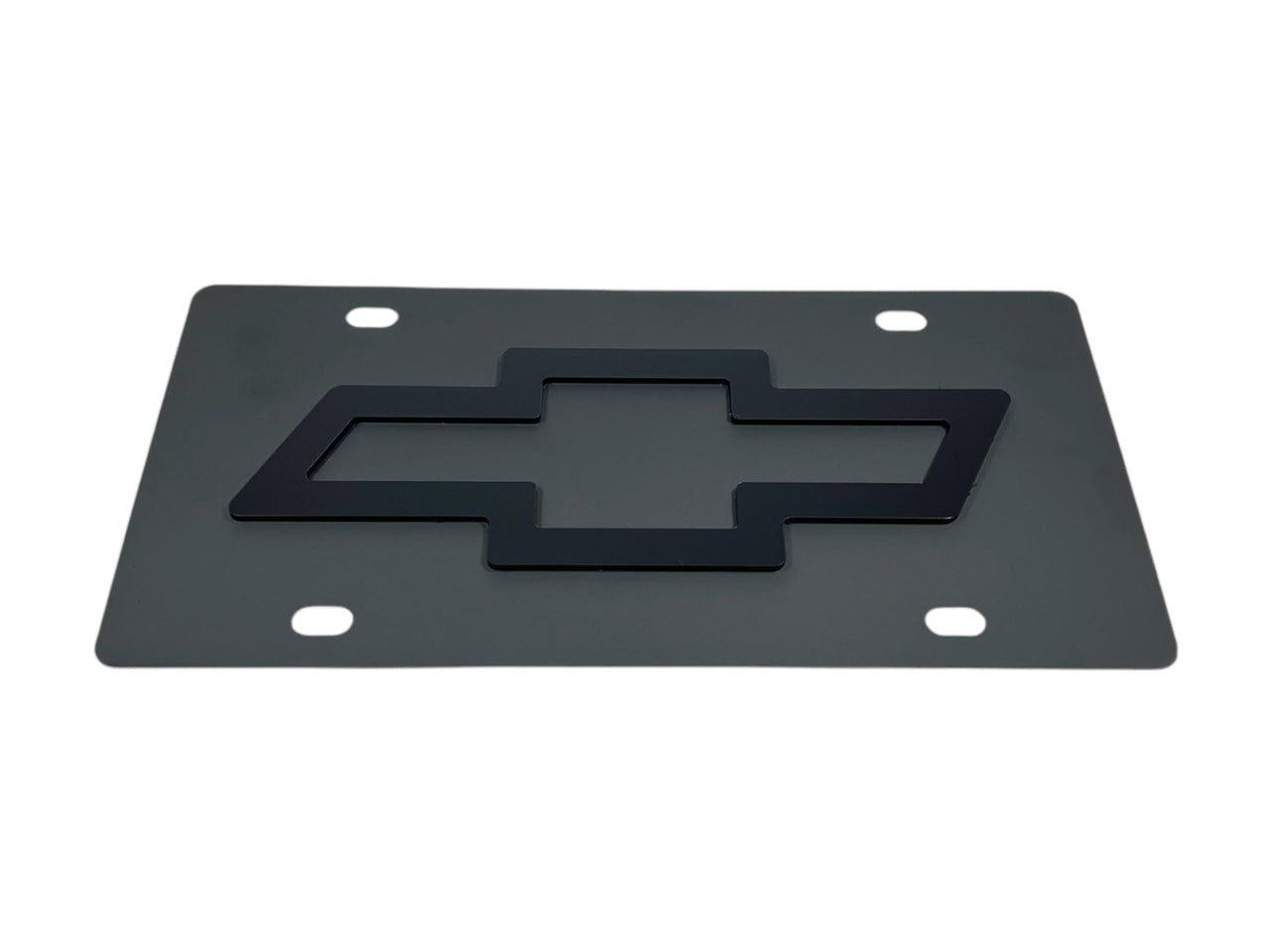 Chevrolet Bowtie Blacked Out Carbon Steel License Plate