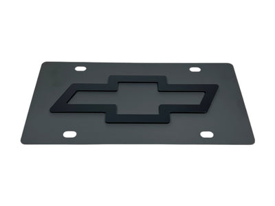 Chevrolet Bowtie Blacked Out Carbon Steel License Plate