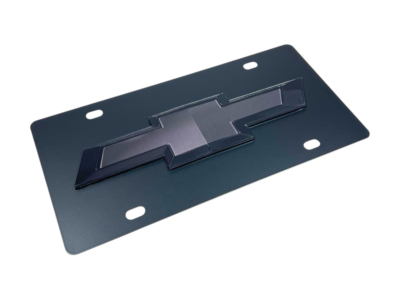 Chevrolet Bowtie Blacked Out Carbon Steel License Plate