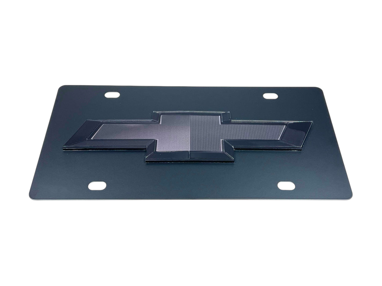 Chevrolet Bowtie Blacked Out Carbon Steel License Plate