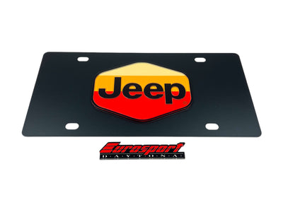 Retro Jeep Logo Carbon Steel License Plate